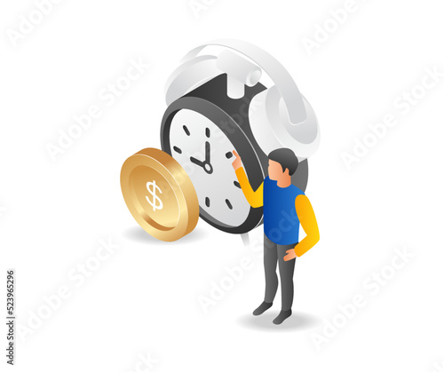Man with business reminder alarm clock