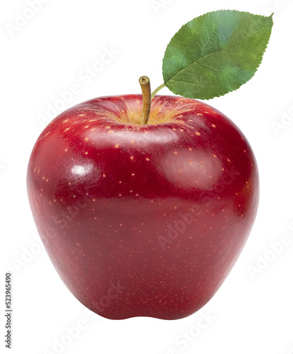 Red Apple with leaves isolated on white background, Fresh Red Royal Gala apple on white background With png file.