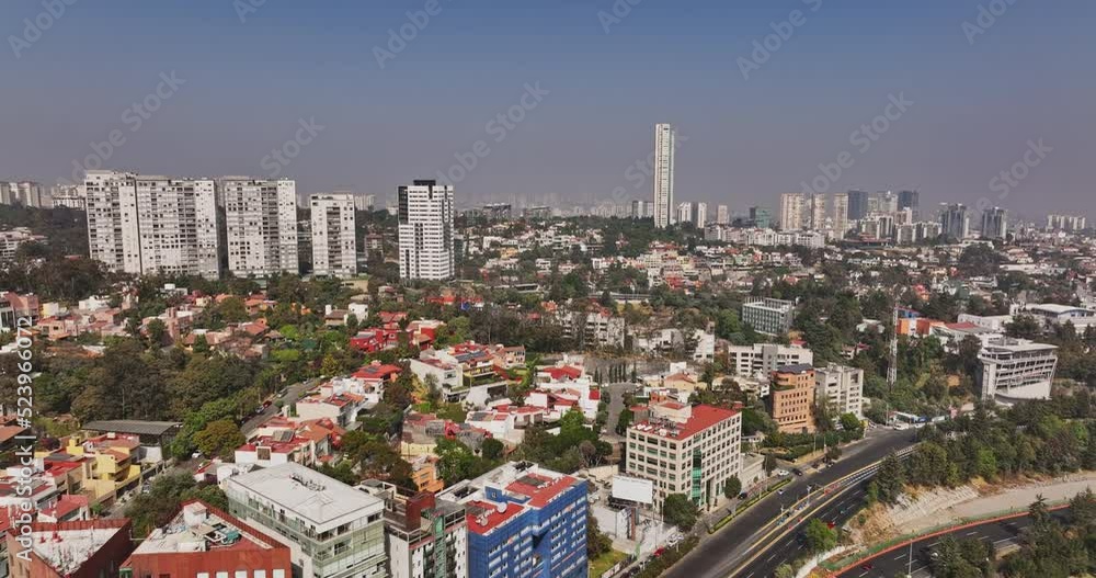 Mexico City Aerial v74 establishing shot drone flyover ibero university at santa fe across lomas de vista hermosa neighborhood capturing residential cityscape - Shot with Mavic 3 Cine - January 2022 Mexico City Aerial v74 establishing shot drone flyover ibero university at santa fe across lomas de vista hermosa neighborhood capturing residential cityscape - Shot with Mavic 3 Cine - January 2022
