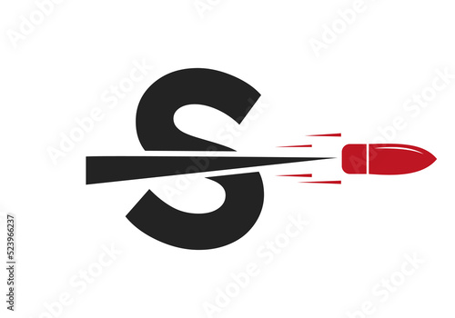 Letter S Shot Bullet Logo Vector Template Concept For Defense Logotype