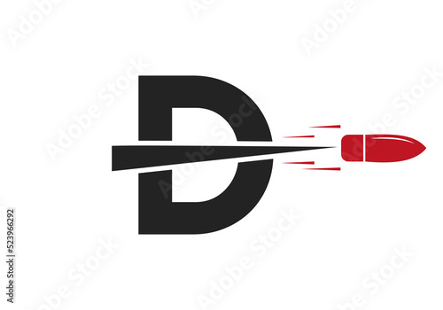 Letter D Shot Bullet Logo Vector Template Concept For Defense Logotype