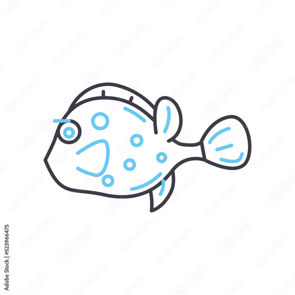puffer fish line icon, outline symbol, vector illustration, concept sign puffer fish line icon, outline symbol, vector illustration, concept sign