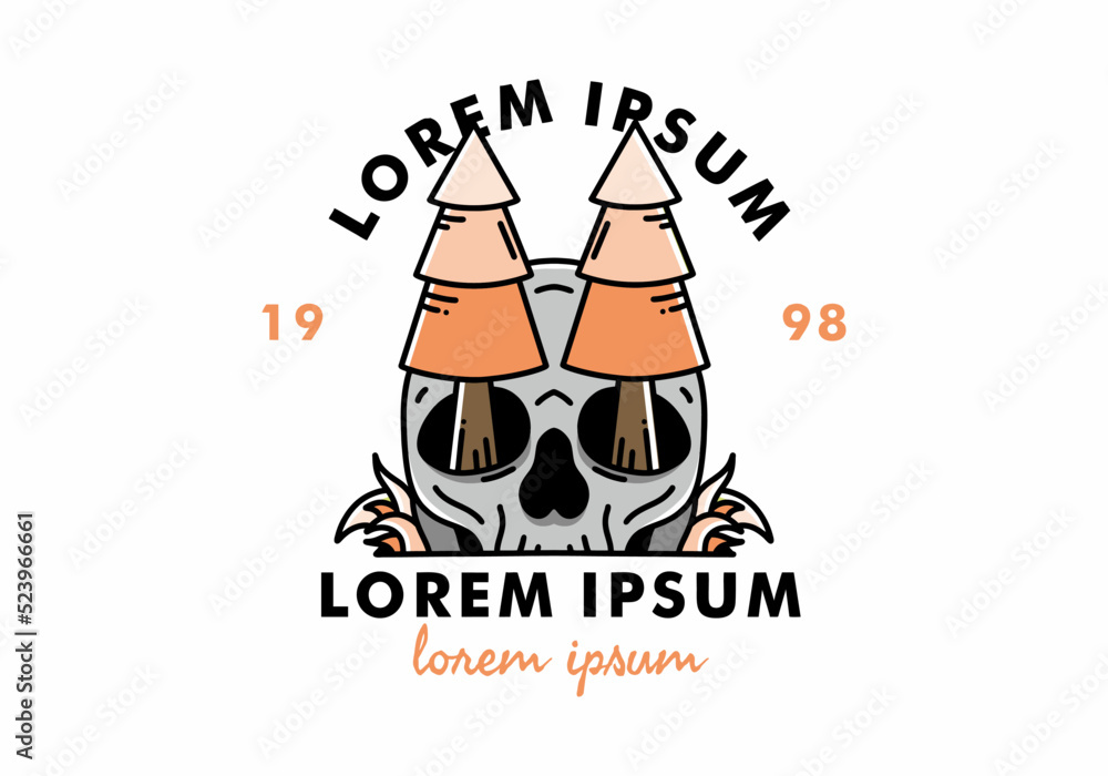 Pine trees stuck in skull illustration design Pine trees stuck in skull illustration design