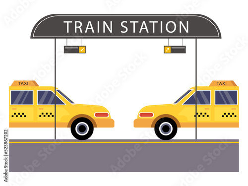 In the environment around the station, public transportation is provided to facilitate the mobility of people to the station. Ai vector illustration	