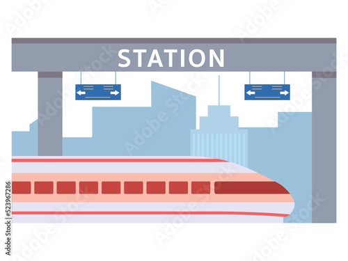 Transportation of MRT train. MRT train in the train station. The MRT is faster than the train. Ai vector illustration	