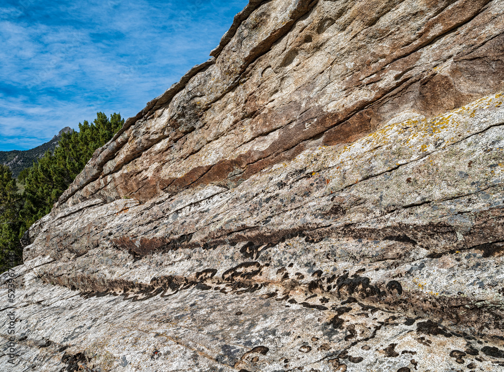 Converging lines in the rocks at the base of the main formation in Castle Rocks State Park, Idaho, USA Converging lines in the rocks at the base of the main formation in Castle Rocks State Park, Idaho, USA
