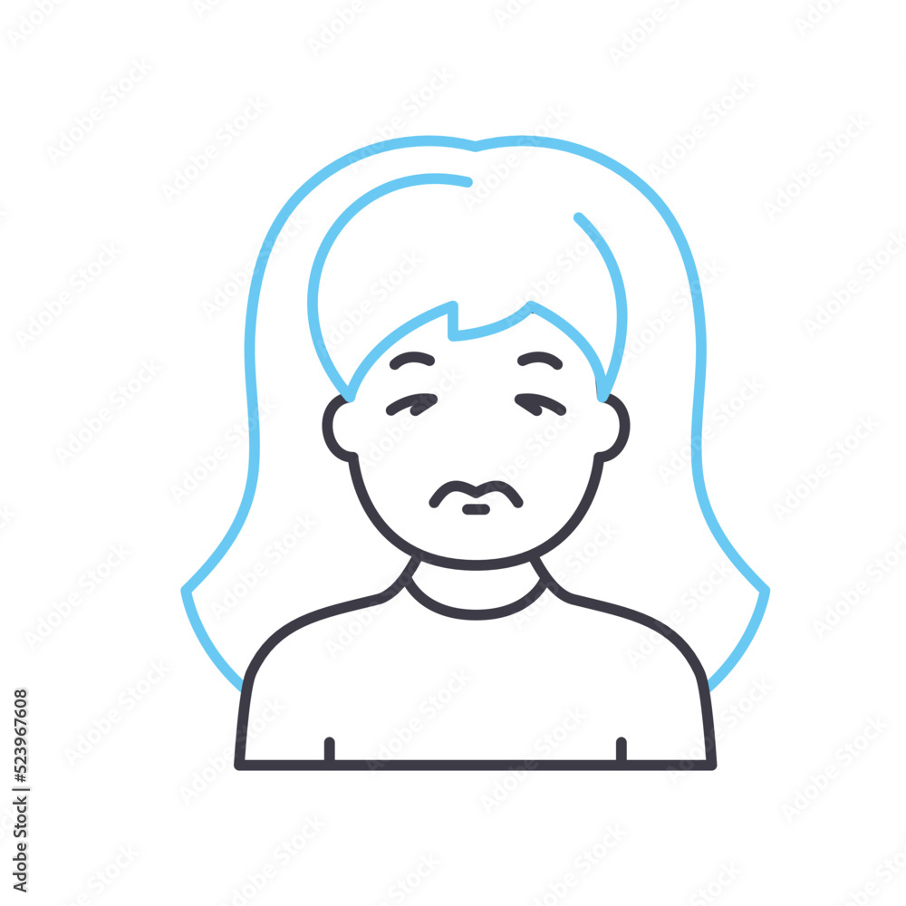 sad line icon, outline symbol, vector illustration, concept sign sad line icon, outline symbol, vector illustration, concept sign