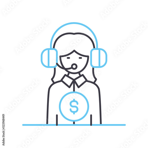 paid support line icon, outline symbol, vector illustration, concept sign