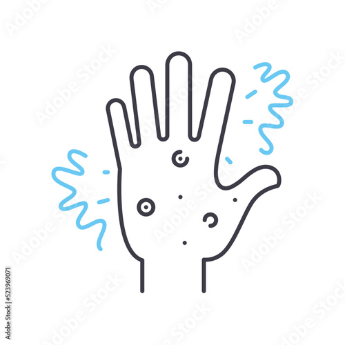 itching and rash line icon, outline symbol, vector illustration, concept sign