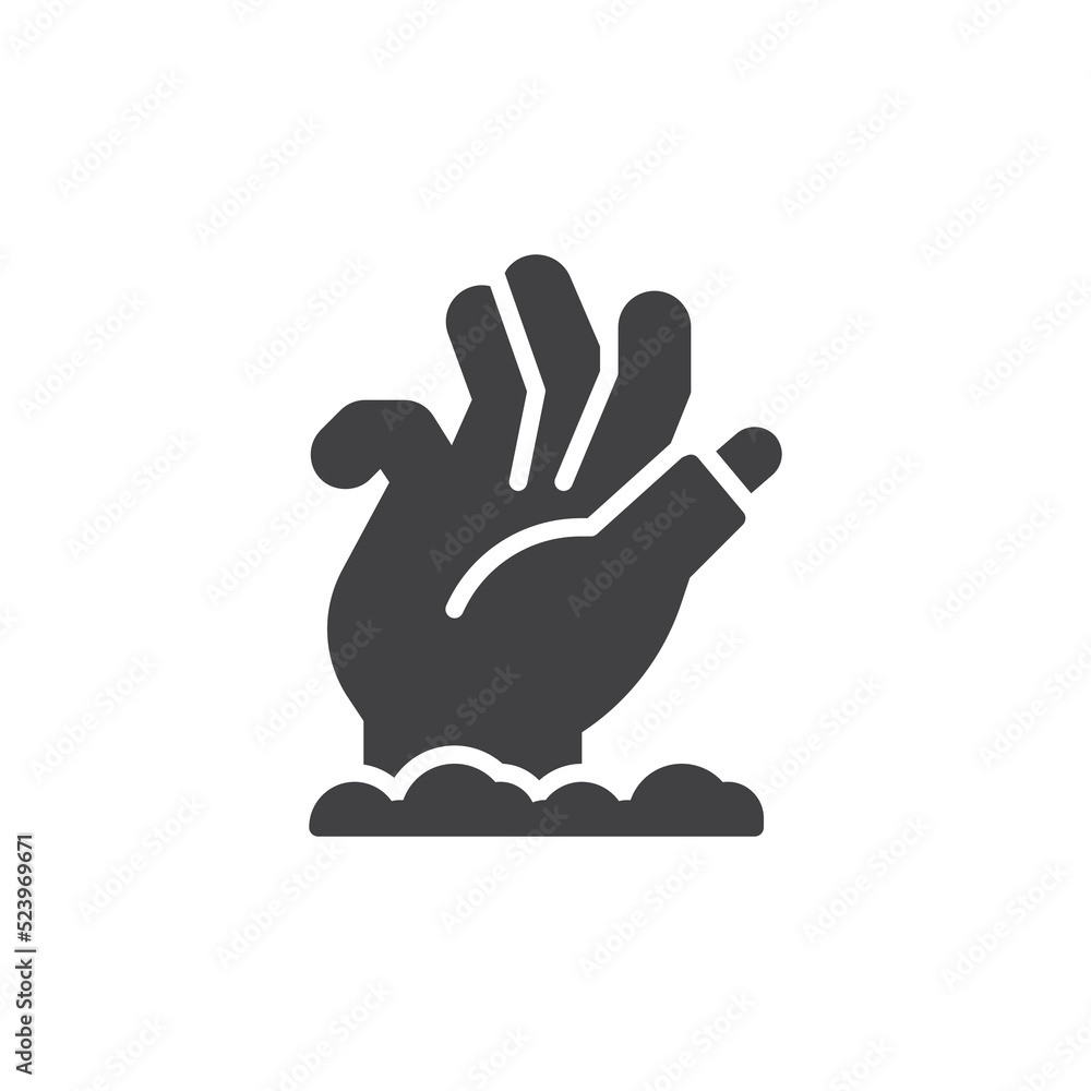 Creepy zombie hand vector icon