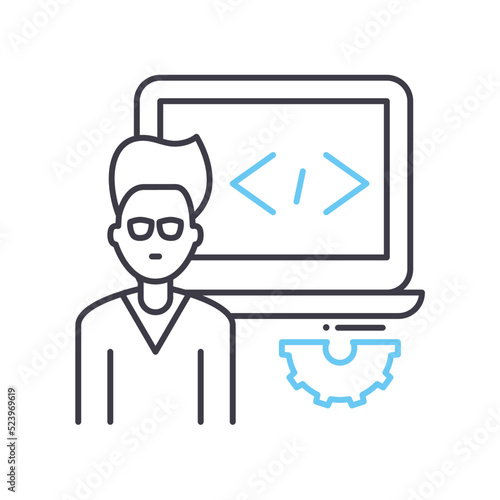 software developer line icon, outline symbol, vector illustration, concept sign