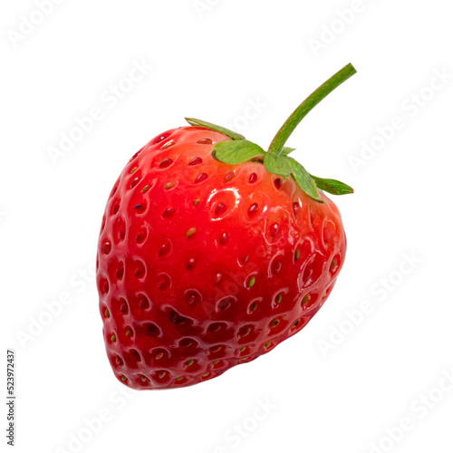 strawberry organic fruit isolated on transparent background - PNG format.
