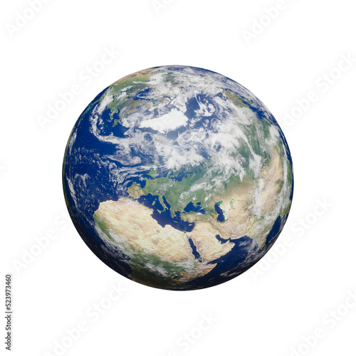 Fototapeta Naklejka Na Ścianę i Meble -  3d rendering, Planet Earth globe, isolated on transparent background - PNG format.