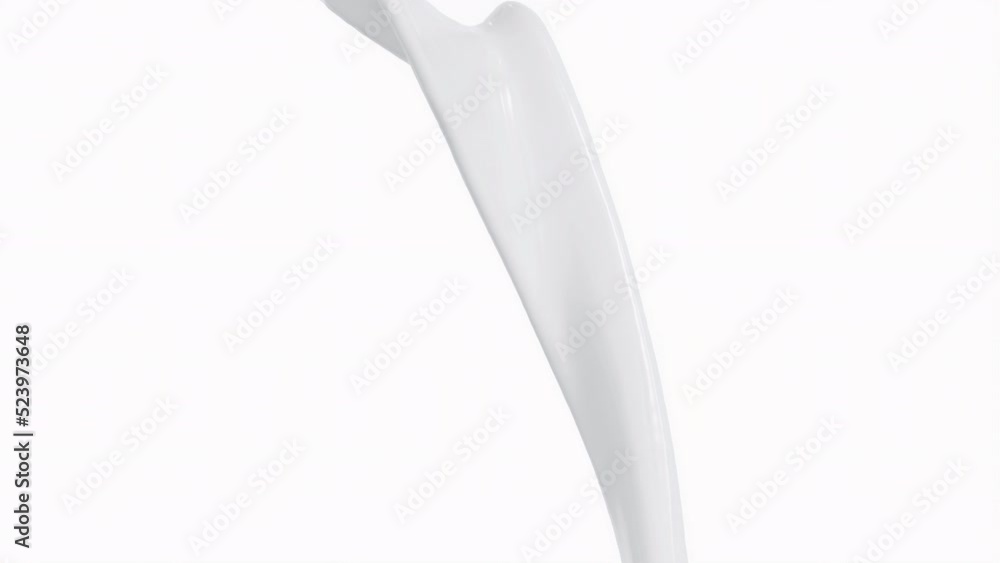 Slow motion Beautiful Closeup Milk Pouring Splashing isolate on white background. 4K. Animation. Slow motion Beautiful Closeup Milk Pouring Splashing isolate on white background. 4K. Animation.