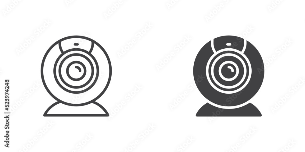 Web camera icon, line and glyph version Web camera icon, line and glyph version