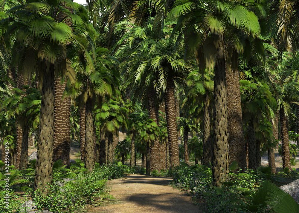 3D Palm trees on island