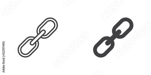 Chain link icon, line and glyph version