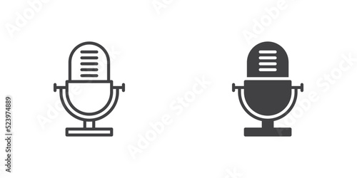 Microphone icon, line and glyph version