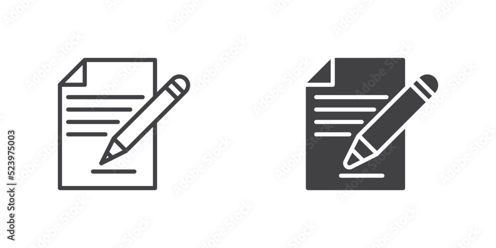 Edit document icon, line and glyph version Edit document icon, line and glyph version