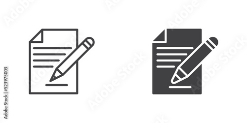 Edit document icon, line and glyph version
