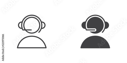 Call center icon, line and glyph version