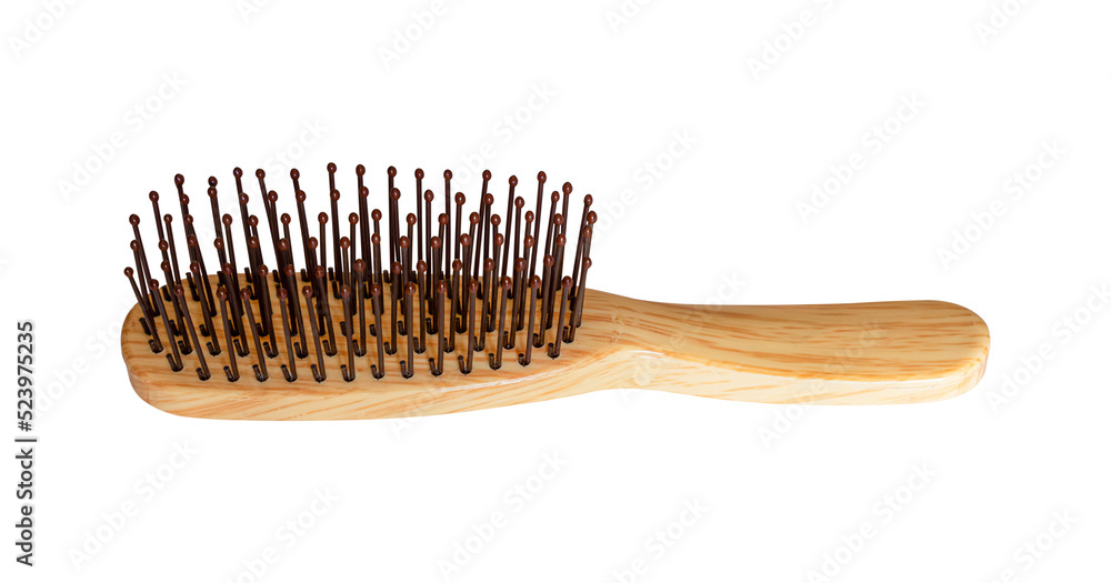 Wood brown comb isolated on transparent background - PNG format. - obrazy, fototapety, plakaty 