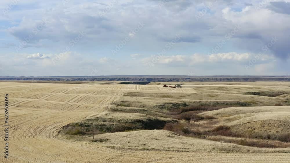 Aerial view over vast farm land as seeding commences, Saskatchewan, Canada Aerial view over vast farm land as seeding commences, Saskatchewan, Canada