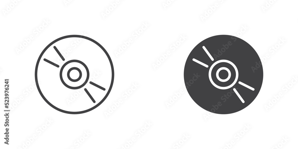 Compact disc icon, line and glyph version Compact disc icon, line and glyph version