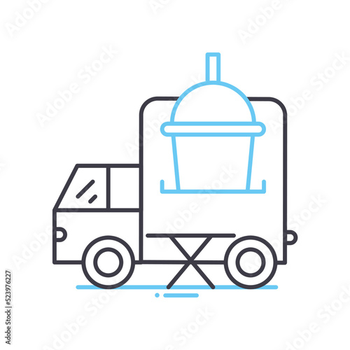 smoothie truck line icon, outline symbol, vector illustration, concept sign