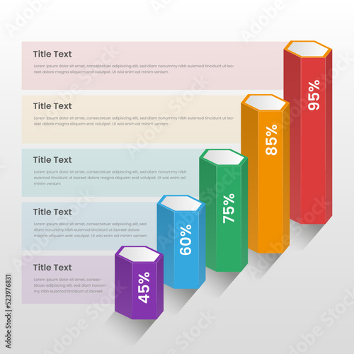 bussines 3d bar chart template for presentation photo