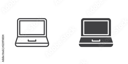 Laptop computer icon, line and glyph version © alekseyvanin