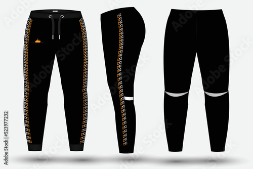 Trousers pant design template and technical fashion illustration for trousers design and  Mockup