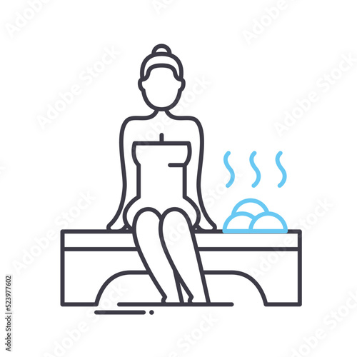 sauna line icon, outline symbol, vector illustration, concept sign