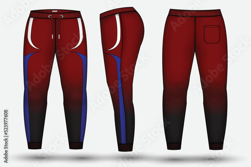 Trouser design template for technical fashion illustration and trousers pant design for Sweatpants design and mockup