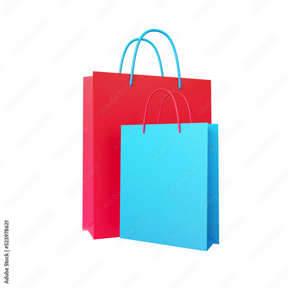 3D Paper bag. Online shopping concept. 3d render illustration 3D Paper bag. Online shopping concept. 3d render illustration