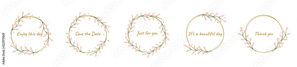 Fototapeta premium Wreath of flowers. Element for design postcard, banner, invitation.