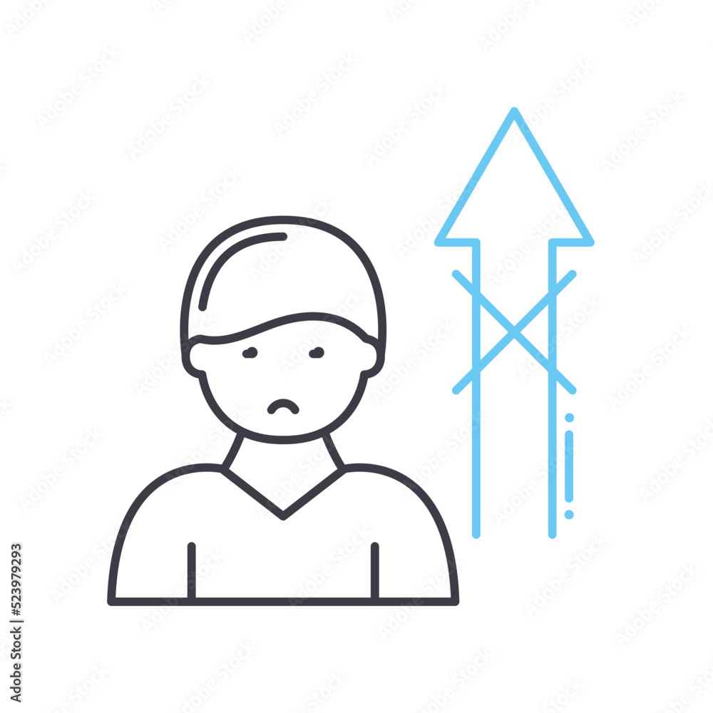 loss of motivation line icon, outline symbol, vector illustration, concept sign