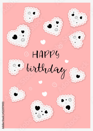 Pink postcard in paper cut style