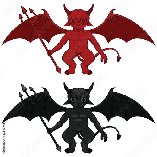 Vector design of little devils with tridents