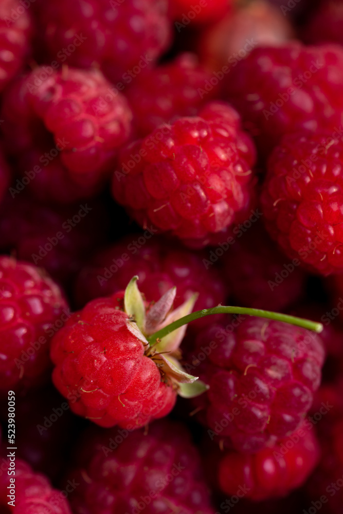 Background of macro berries of ripe and juicy raspberries Background of macro berries of ripe and juicy raspberries