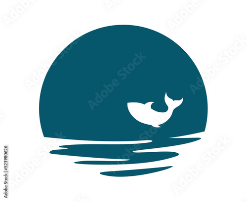 Fish symbol in the sea with moon.