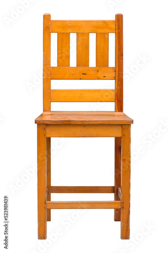 front view of wooden chair isolated with clipping path