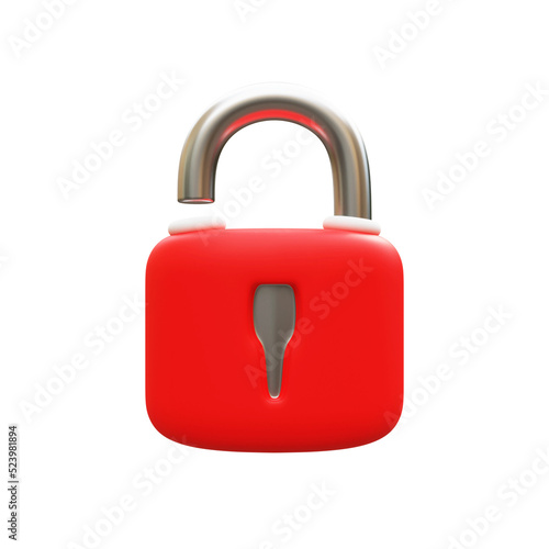 3d open padlock