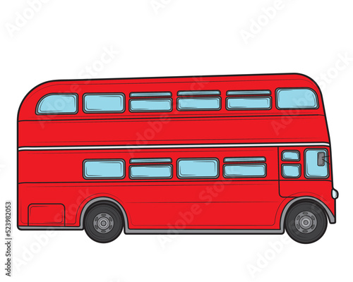 Double-decker bus in London in isolate on a white background. Vector illustration.