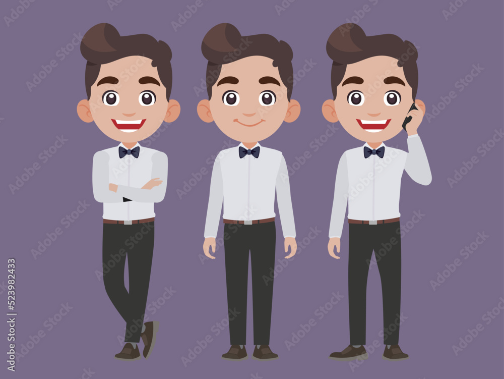 Business person in different positions set
