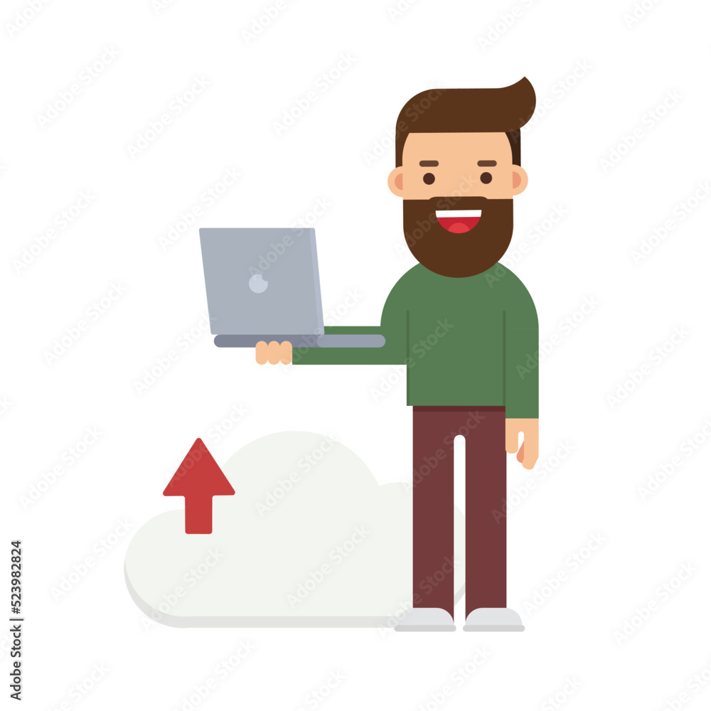 Man big data software engineer programmer with laptop Man big data software engineer programmer with laptop
