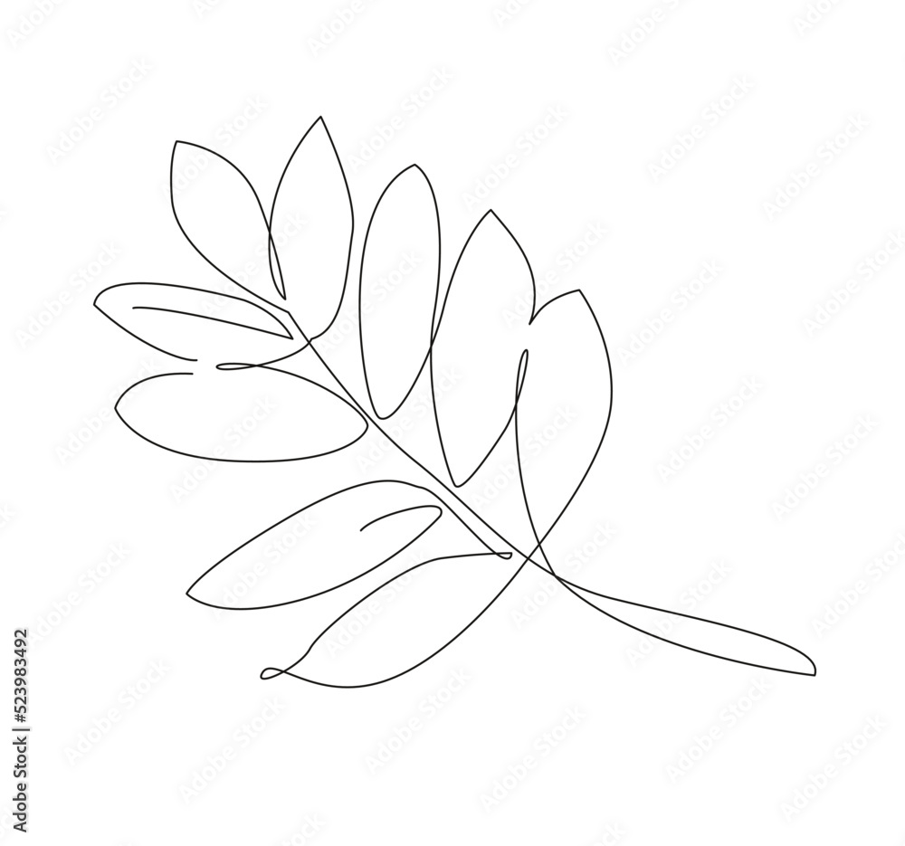 Autumn leaf one line illustration. line art maple leaves. outline ...