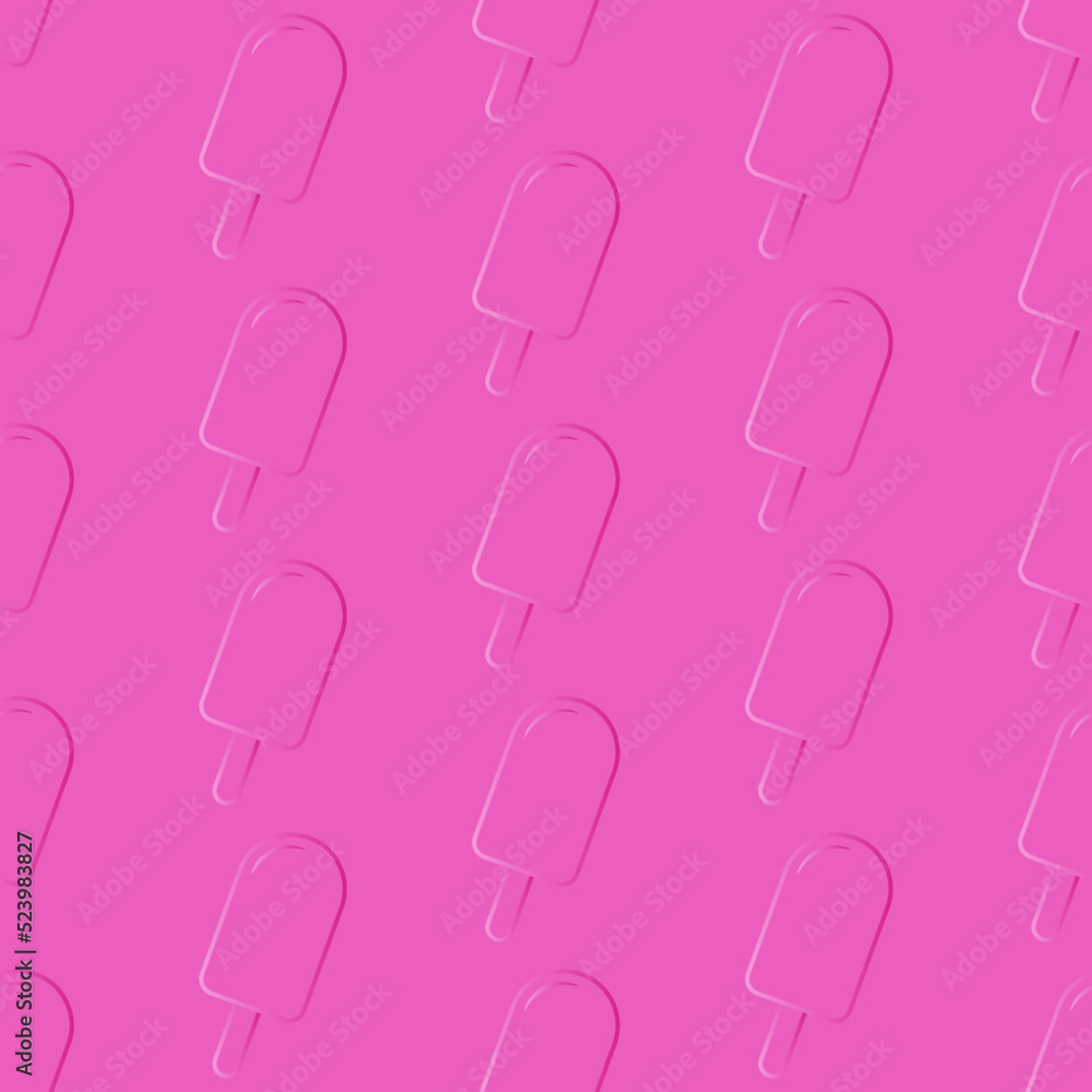 Seamless pattern silhouette ice cream popsicle pink background. Vector illustration.