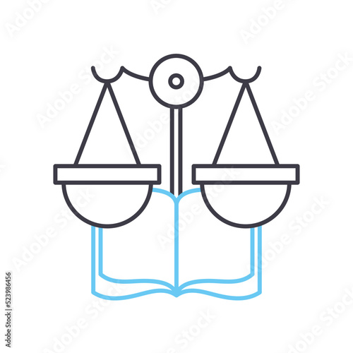right to a fair trial line icon, outline symbol, vector illustration, concept sign