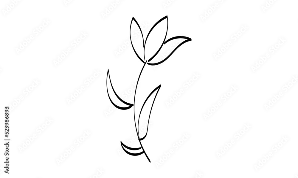 Black silhouettes, flowers and herbs isolated on white background. Hand drawn sketch flower Black silhouettes, flowers and herbs isolated on white background. Hand drawn sketch flower
